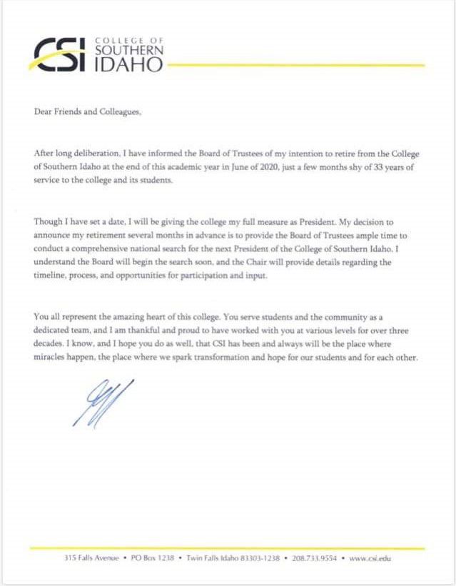 Fox retires letter